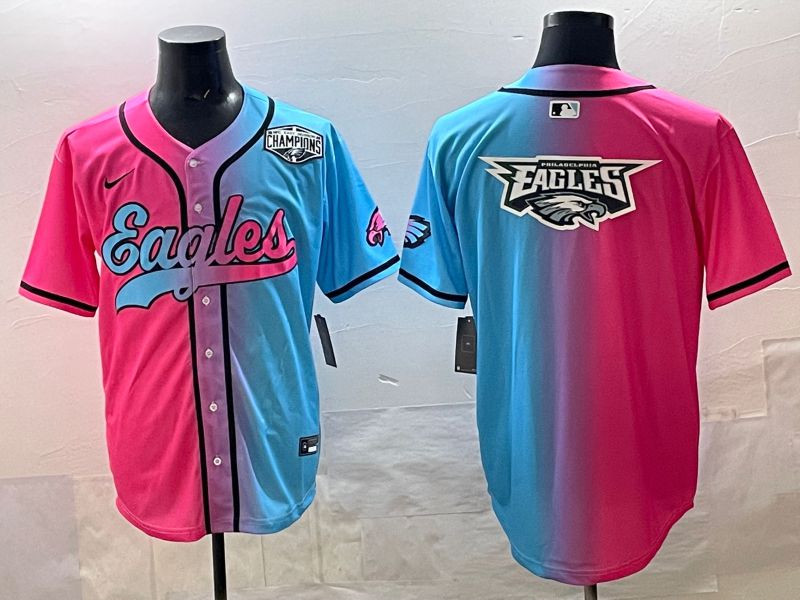 Men 2025 Philadelphia Eagles Blank Blue pink Nike Limited NFL Jersey style 027->philadelphia eagles->NFL Jersey